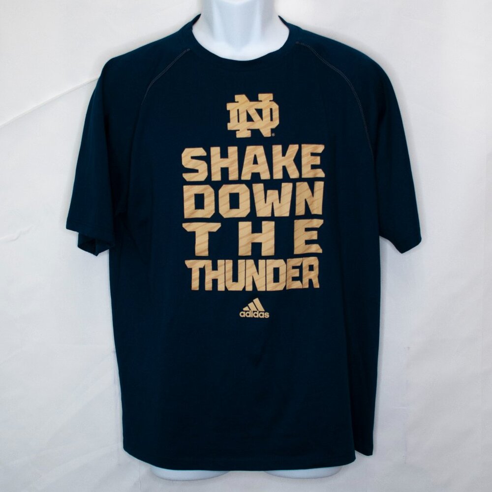 Adidas Notre Dame University T Shirt Mens Medium M Shake Down The Thunder G05